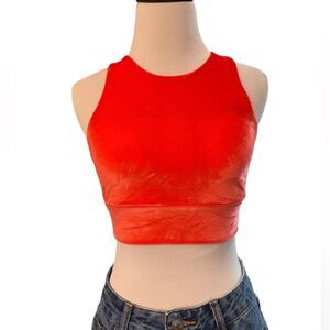 NWT Lanston sport Luna scoop back velvet sports bra in Coral